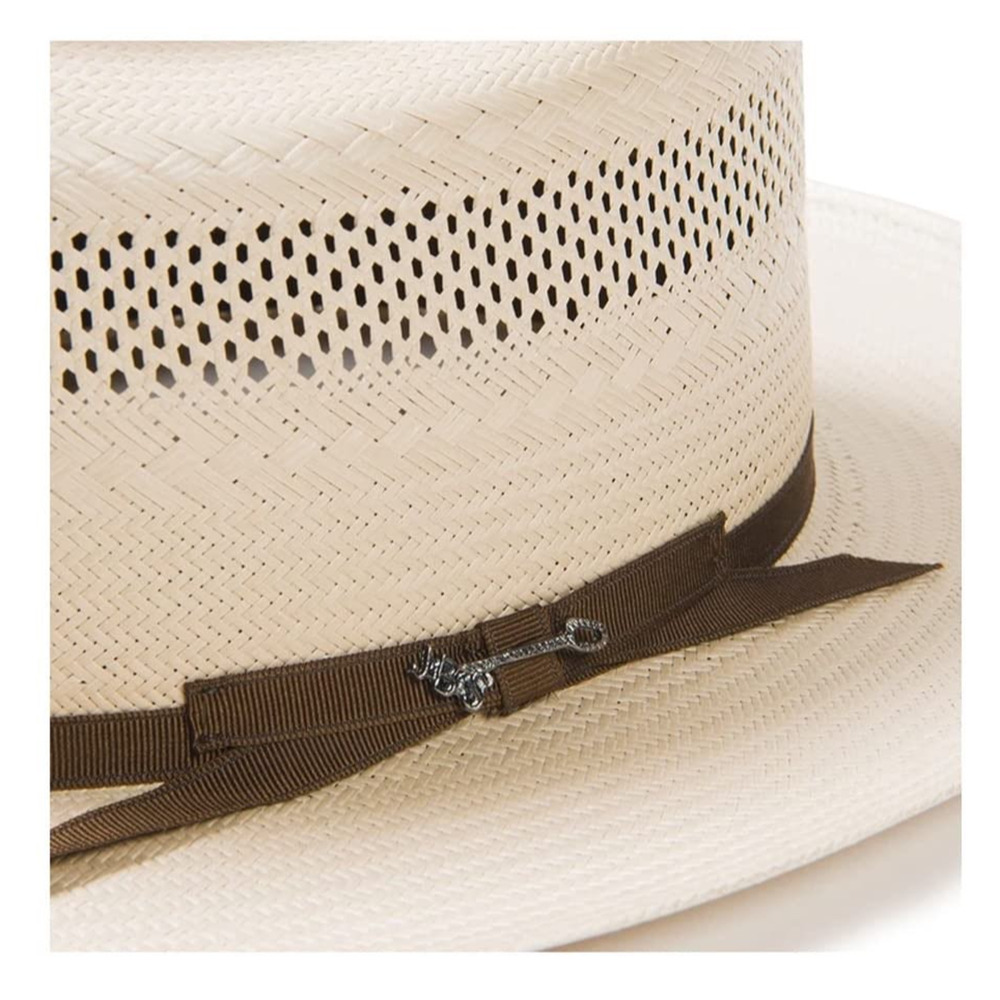 Stetson Natural Straw Panama Hat with Brown Band - Picture 3 of 7